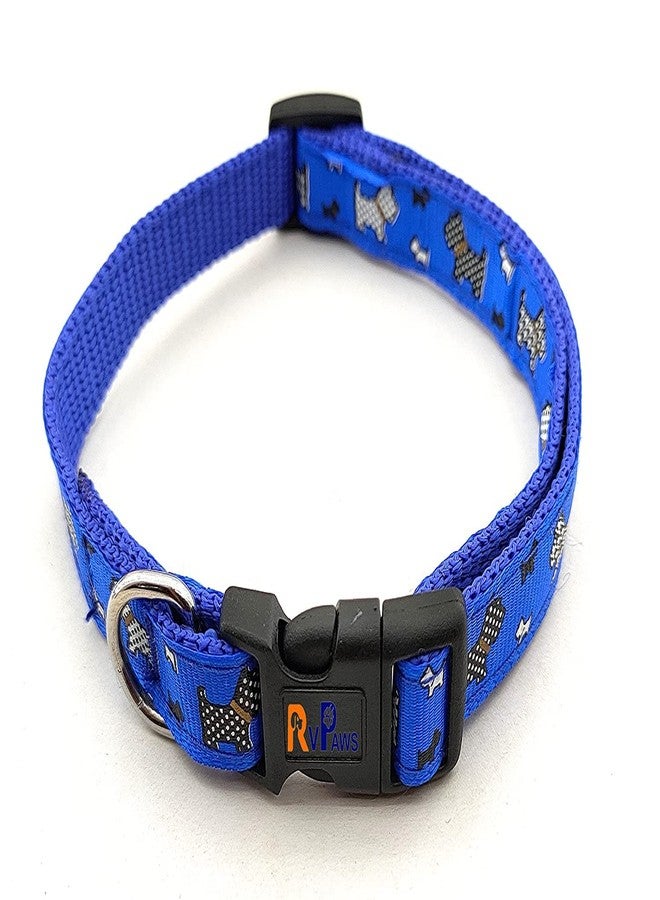 Pups&Pets Printed Nylon Collar Leash Set Adjustable 15 MM, Ideal for All Breed Small Dog & Puppies - (Blue, Pattern 04) - Image 3